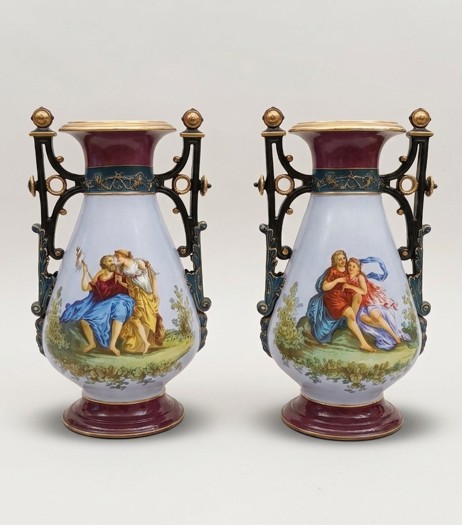  Mid-19th Century Biedermeier Porcelain Vases