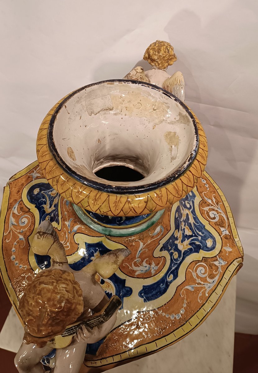 Second Half Of The 19th Century Large Polychrome Majolica Vase By Jafet Torelli-photo-8