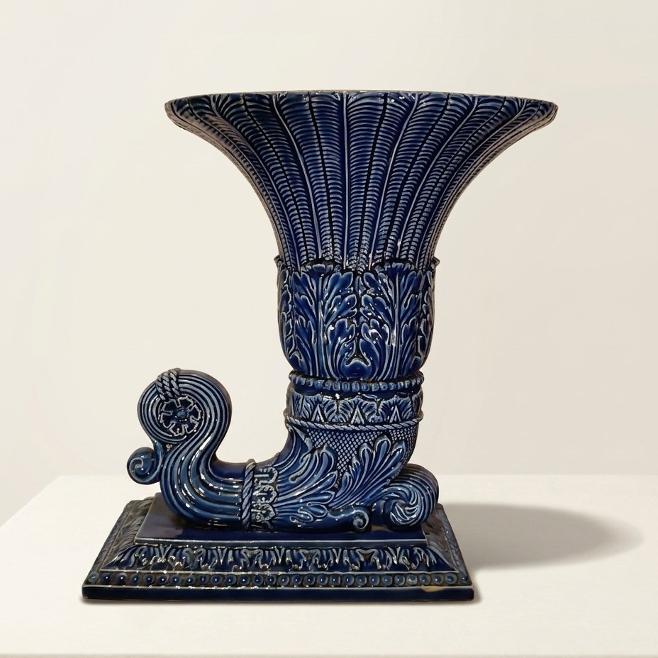 Second Half Of The 19th Century Blue Majolica Vase