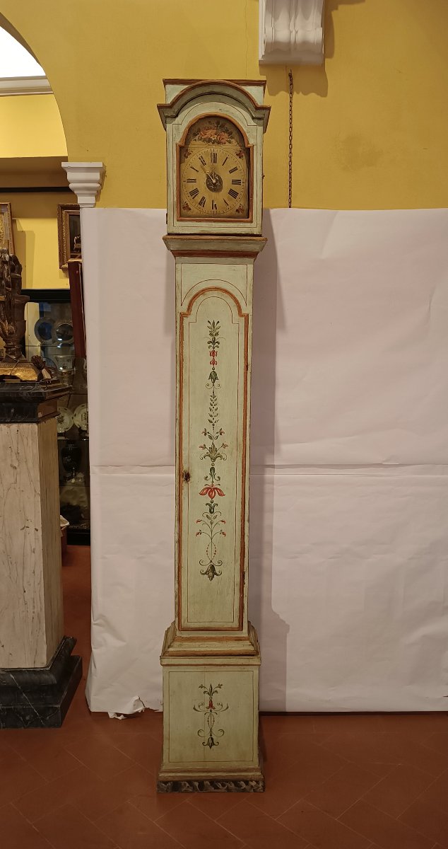 HORLOGE À COLONNE LAQUÉE DÉBUT DU 19ème SIÈCLE-photo-4