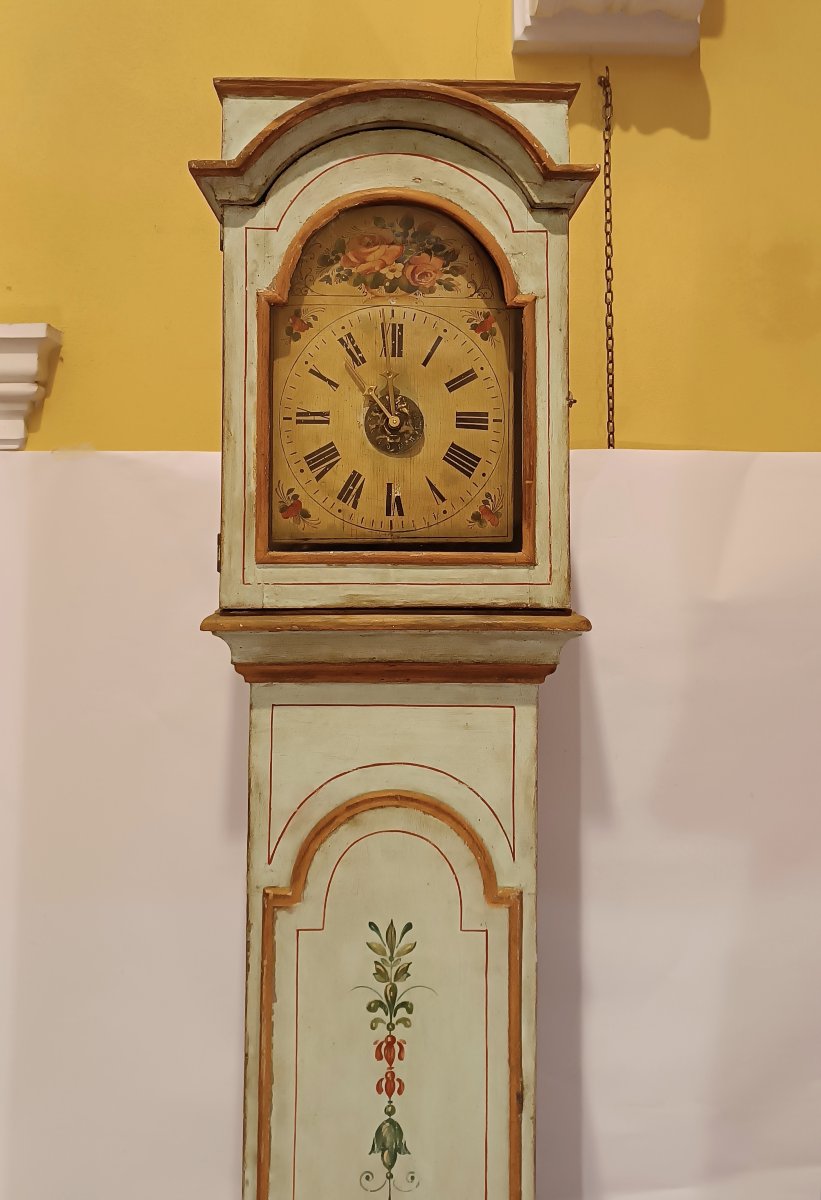 HORLOGE À COLONNE LAQUÉE DÉBUT DU 19ème SIÈCLE-photo-3