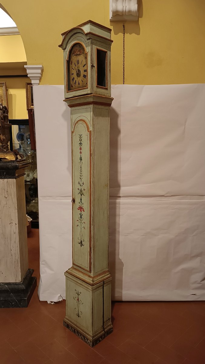 HORLOGE À COLONNE LAQUÉE DÉBUT DU 19ème SIÈCLE-photo-4