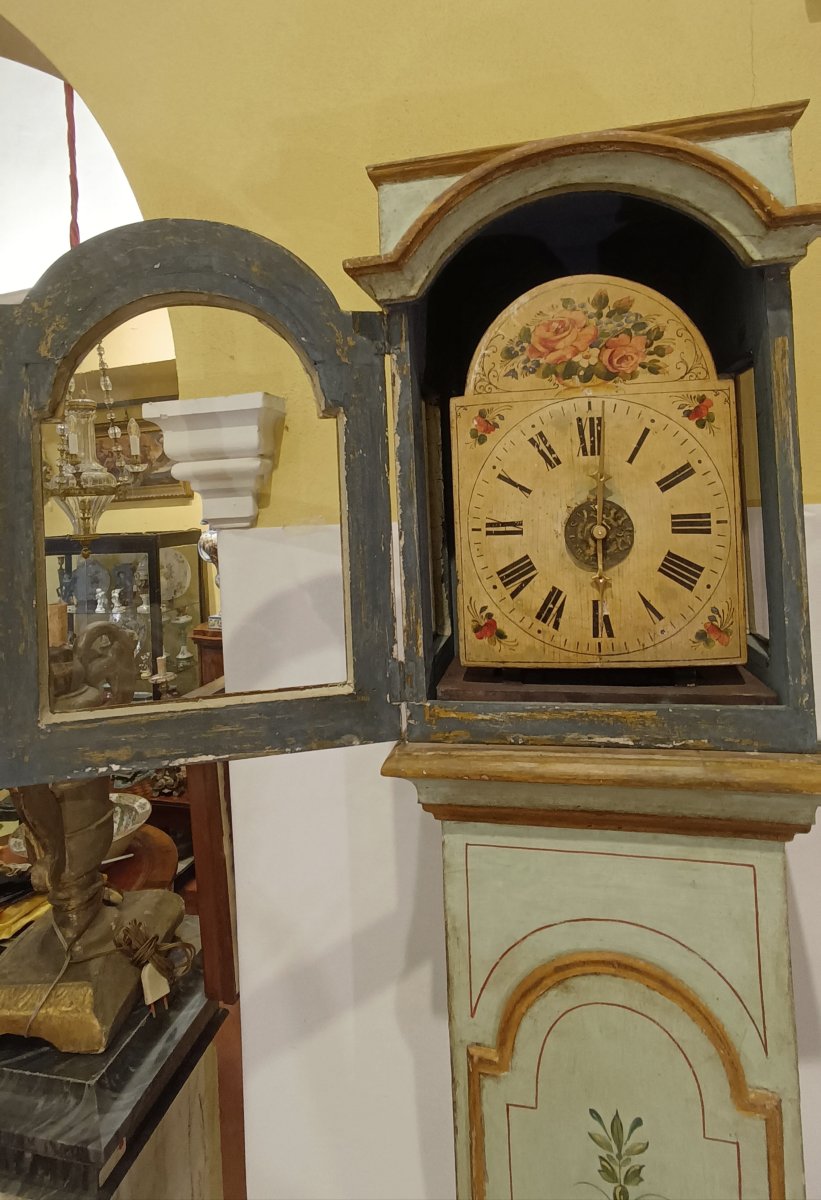 HORLOGE À COLONNE LAQUÉE DÉBUT DU 19ème SIÈCLE-photo-6