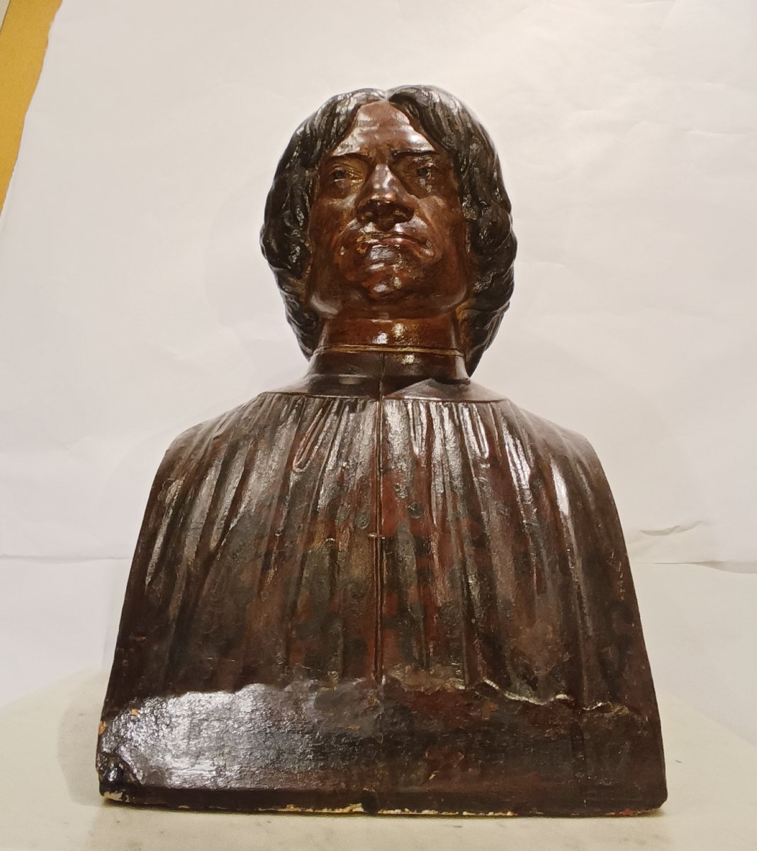BUSTE EN TERRE CUITE DE LORENZO DE MEDICIS MILIEU DU 19ème SIÈCLE-photo-2