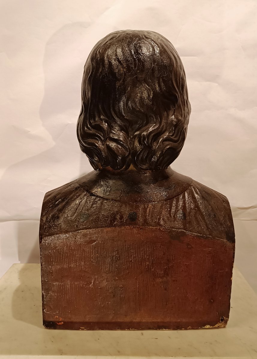 BUSTE EN TERRE CUITE DE LORENZO DE MEDICIS MILIEU DU 19ème SIÈCLE-photo-4