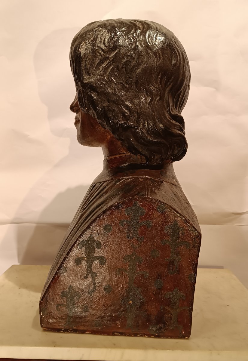 BUSTE EN TERRE CUITE DE LORENZO DE MEDICIS MILIEU DU 19ème SIÈCLE-photo-1