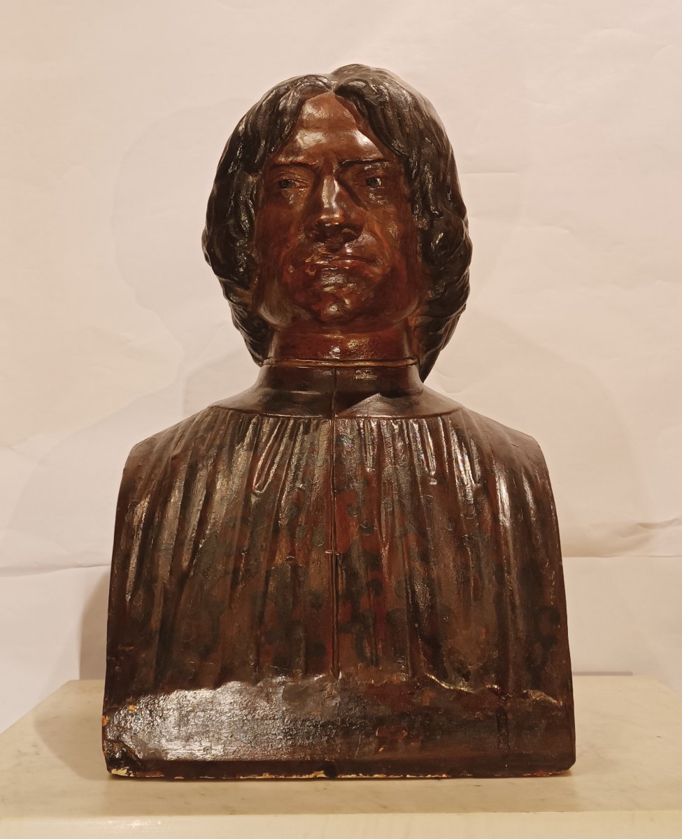 BUSTE EN TERRE CUITE DE LORENZO DE MEDICIS MILIEU DU 19ème SIÈCLE-photo-6