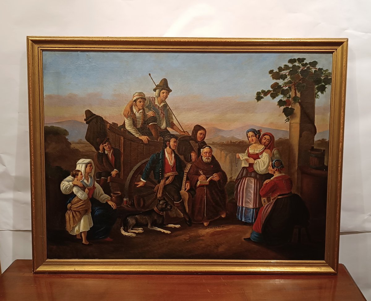 TABLEAU DE SCÈNE DE GENRE MILIEU DU 19ème SIÈCLE-photo-2