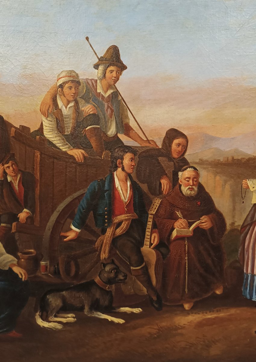 TABLEAU DE SCÈNE DE GENRE MILIEU DU 19ème SIÈCLE-photo-1