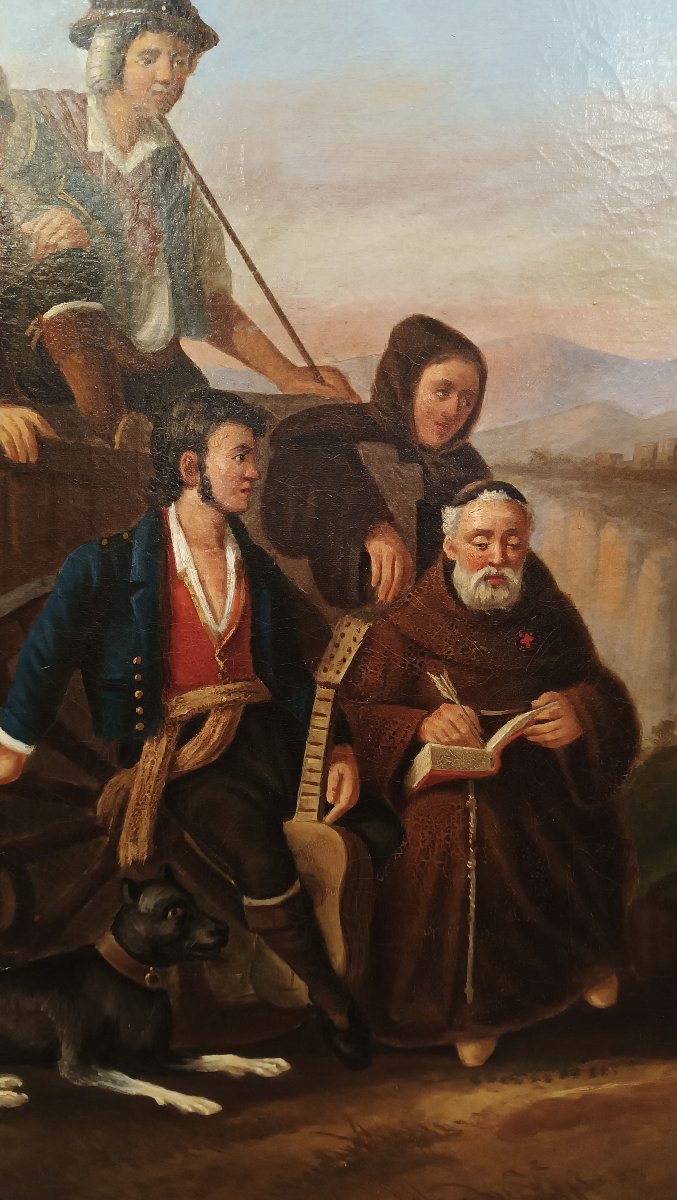 TABLEAU DE SCÈNE DE GENRE MILIEU DU 19ème SIÈCLE-photo-3
