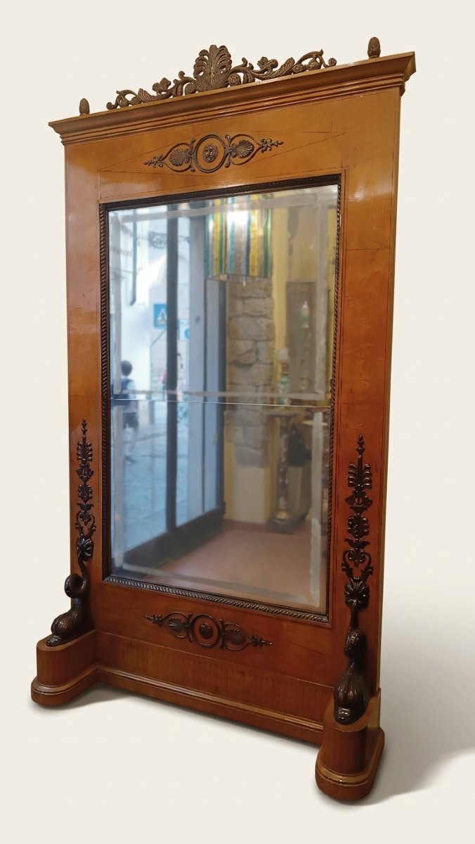 GRAND MIROIR BIEDERMEIER SECONDE MOITIÉ DU 19ème SIÈCLE