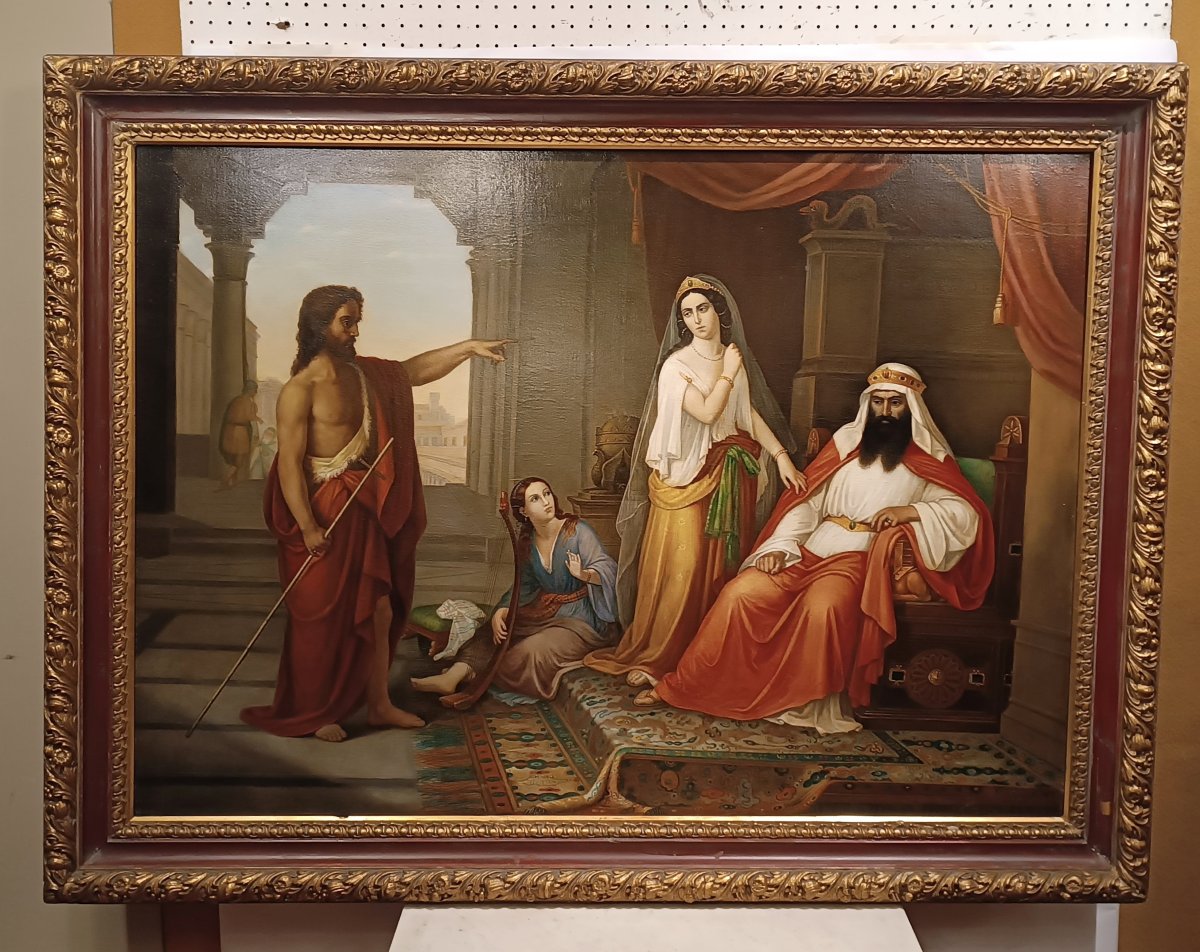 TABLEAU DE SAINT JEAN ET D'HÉRODE MILIEU DU 19ème SIÈCLE-photo-1