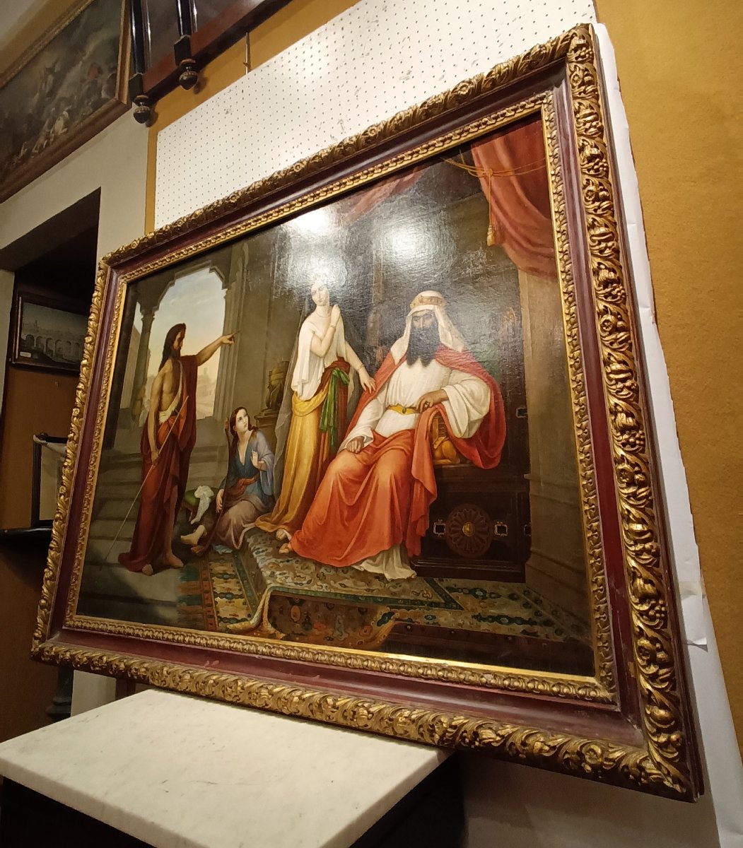 TABLEAU DE SAINT JEAN ET D'HÉRODE MILIEU DU 19ème SIÈCLE-photo-5