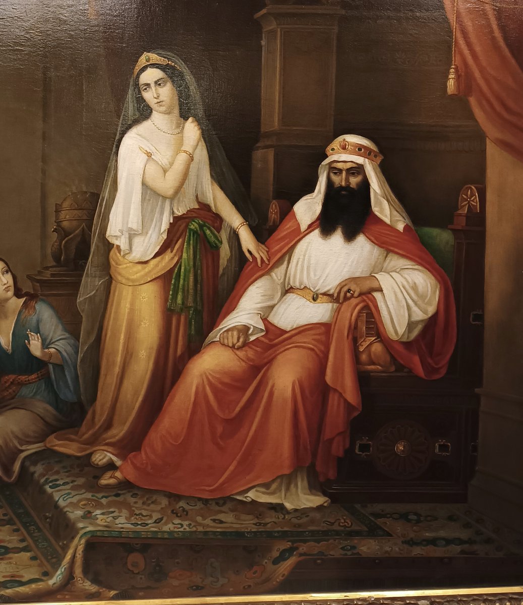 TABLEAU DE SAINT JEAN ET D'HÉRODE MILIEU DU 19ème SIÈCLE-photo-7