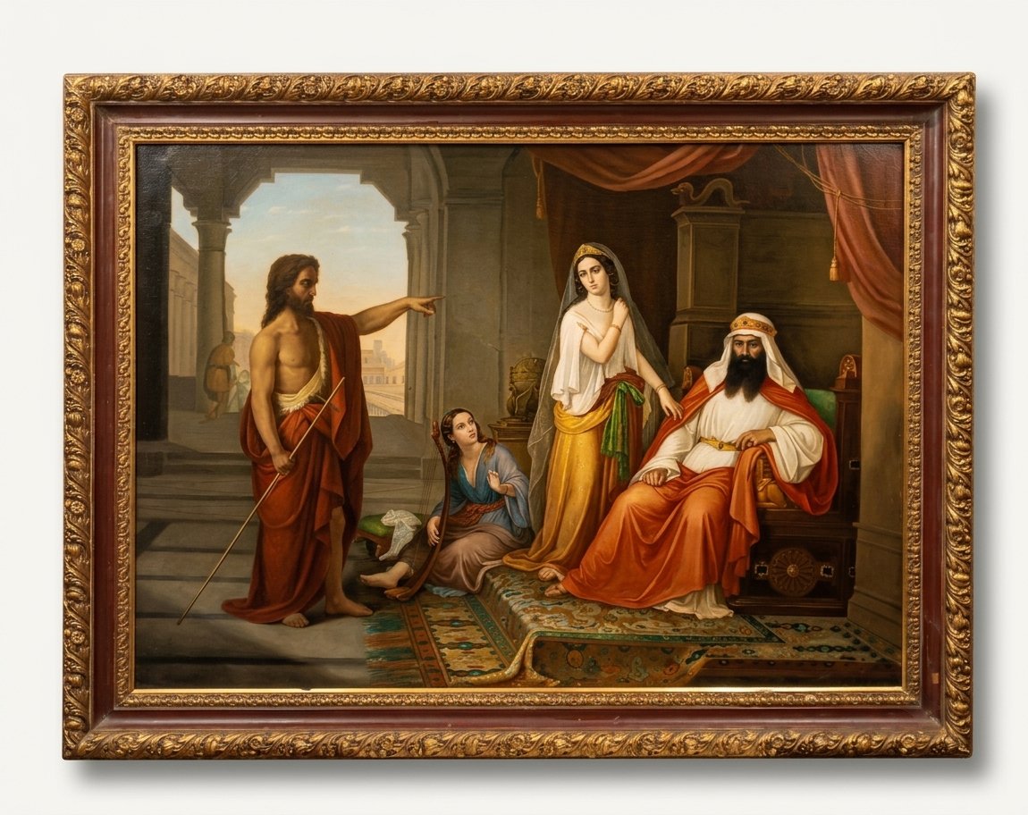 TABLEAU DE SAINT JEAN ET D'HÉRODE MILIEU DU 19ème SIÈCLE