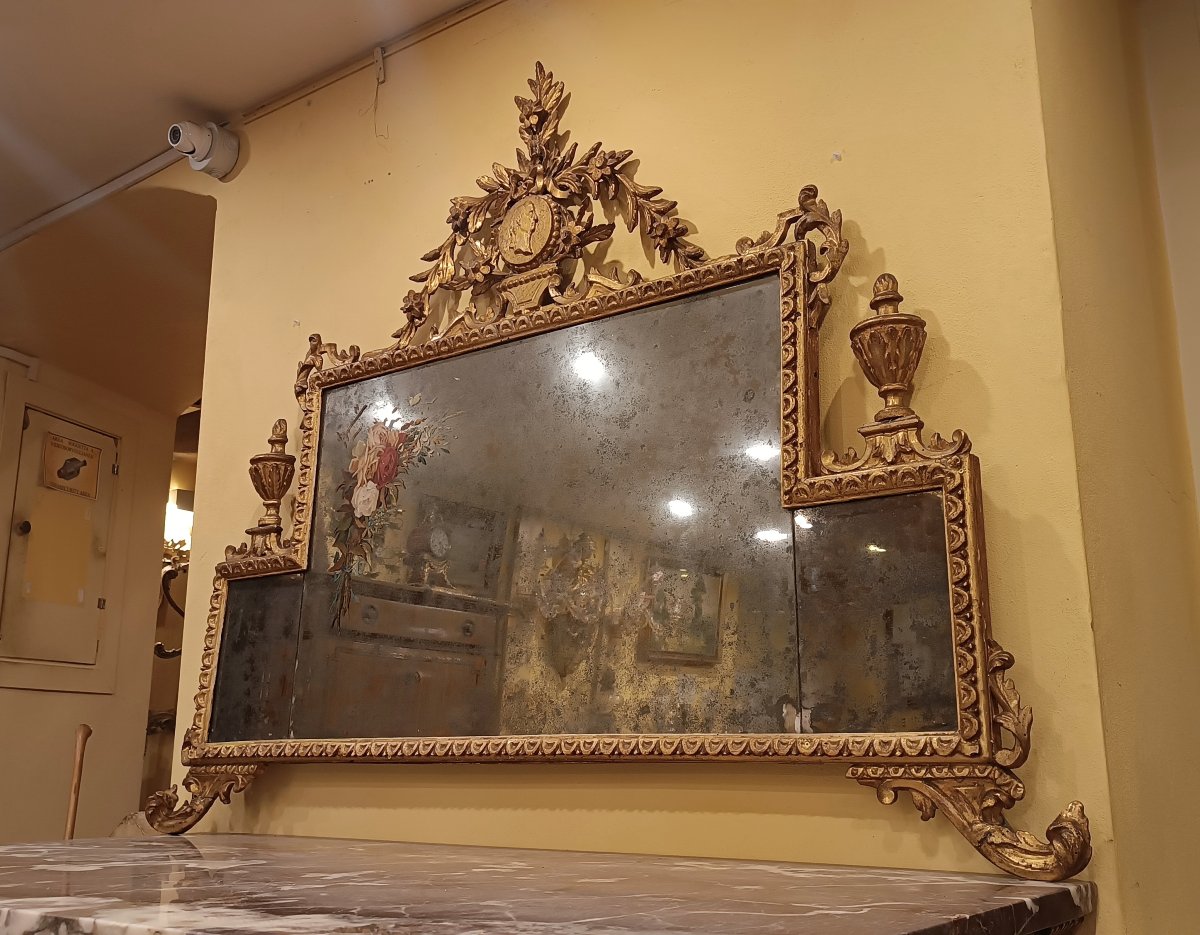 Early 19th Century Directory Fireplace Mirror With Paintings -photo-4