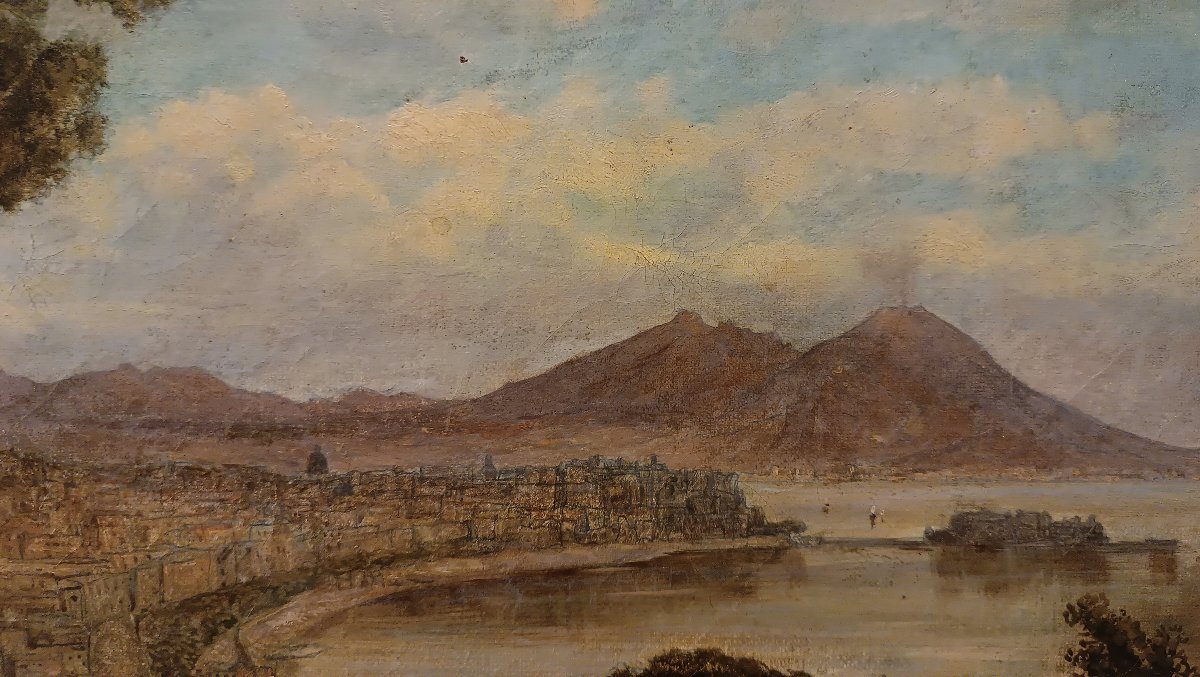  Second Half Of The 19th Century Painting Of The Gulf Of Naples By J.h. Bradely-photo-3