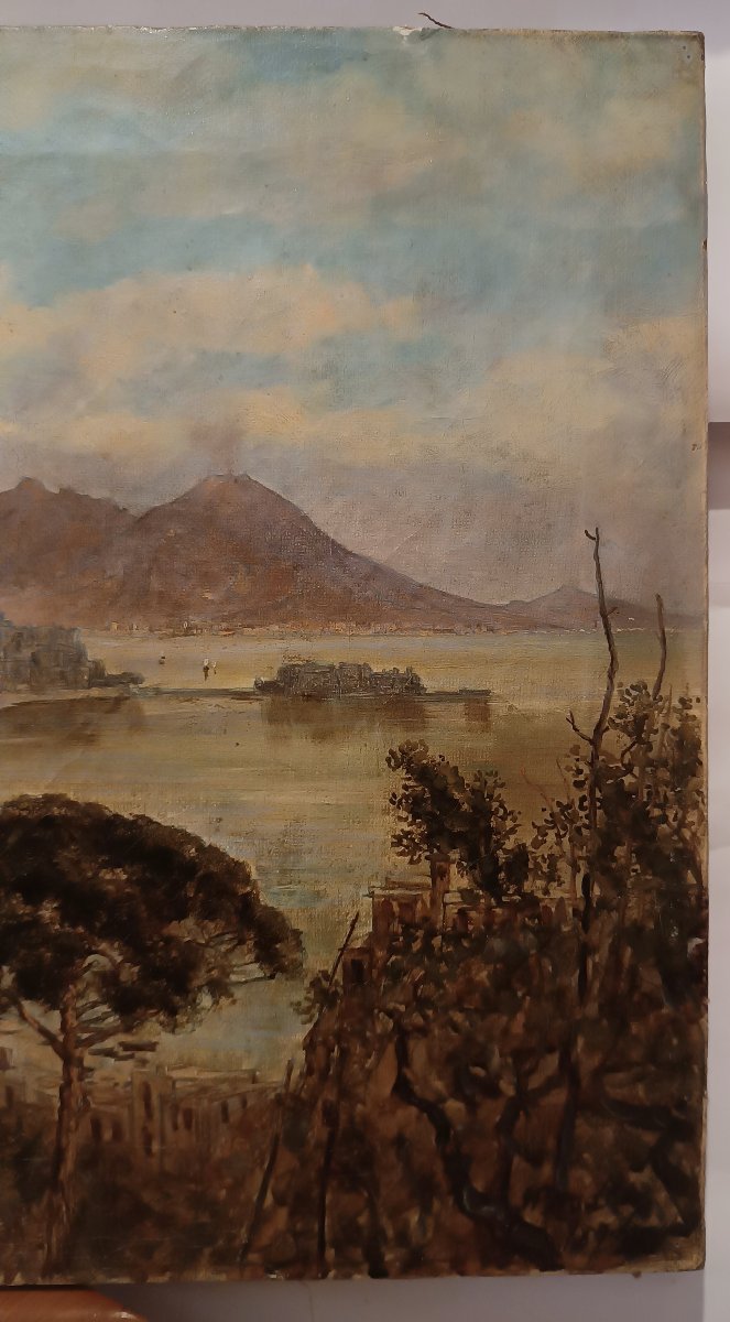  Second Half Of The 19th Century Painting Of The Gulf Of Naples By J.h. Bradely-photo-6