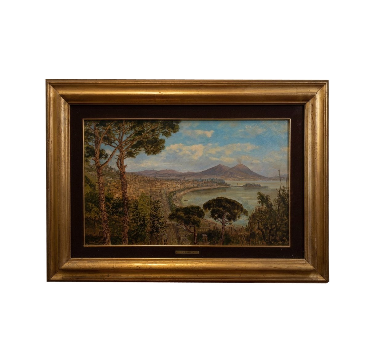  Second Half Of The 19th Century Painting Of The Gulf Of Naples By J.h. Bradely