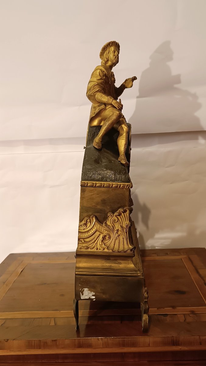 HORLOGE NÉOCLASSIQUE AVEC POÈTE FIN DU 18ème SIÈCLE-photo-2