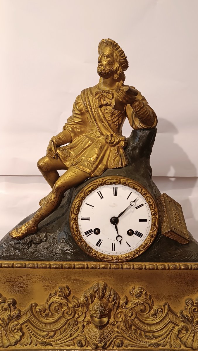 HORLOGE NÉOCLASSIQUE AVEC POÈTE FIN DU 18ème SIÈCLE-photo-4