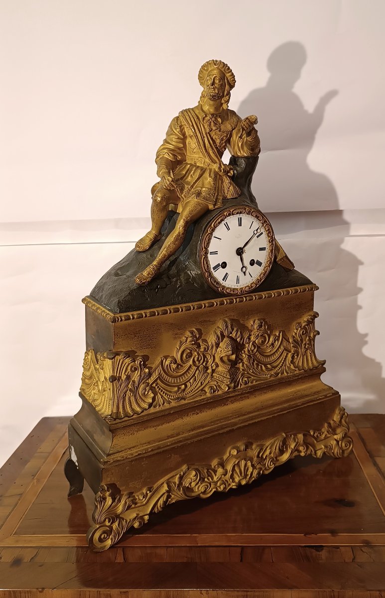HORLOGE NÉOCLASSIQUE AVEC POÈTE FIN DU 18ème SIÈCLE-photo-2