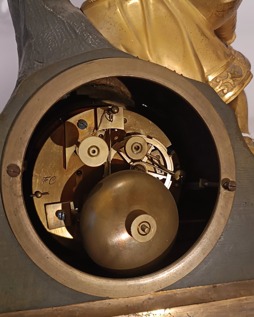 HORLOGE NÉOCLASSIQUE AVEC POÈTE FIN DU 18ème SIÈCLE-photo-4