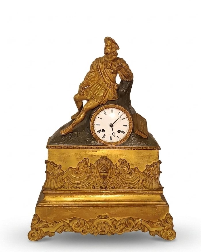 HORLOGE NÉOCLASSIQUE AVEC POÈTE FIN DU 18ème SIÈCLE