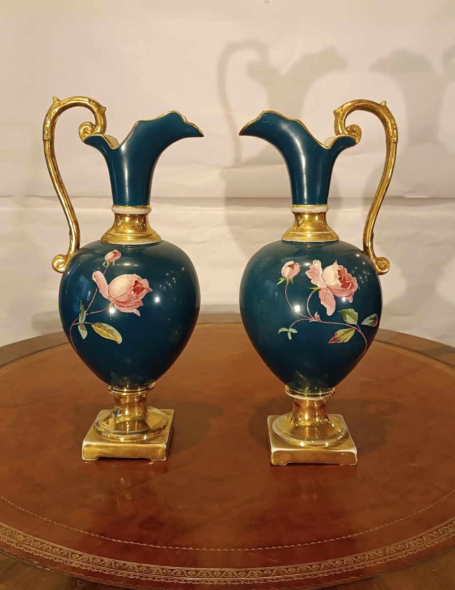 Late 19th Century Pair Of Porcelain Porcelain Jugs-photo-3