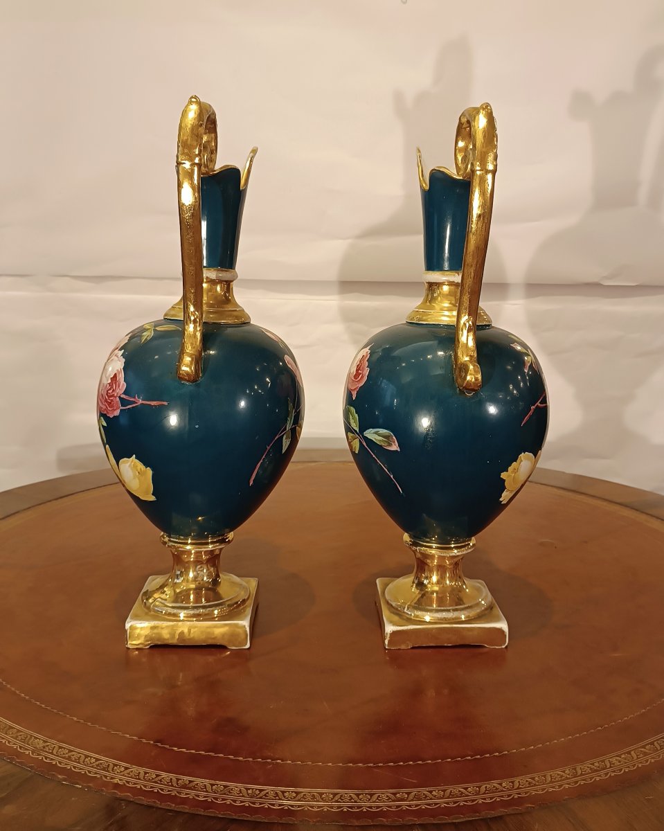 Late 19th Century Pair Of Porcelain Porcelain Jugs-photo-4