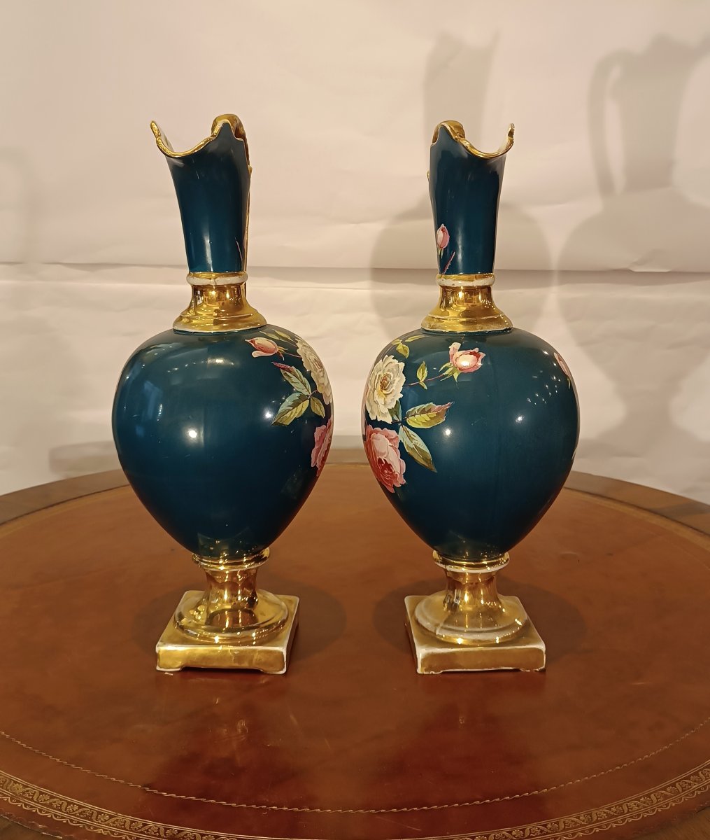 Late 19th Century Pair Of Porcelain Porcelain Jugs-photo-2