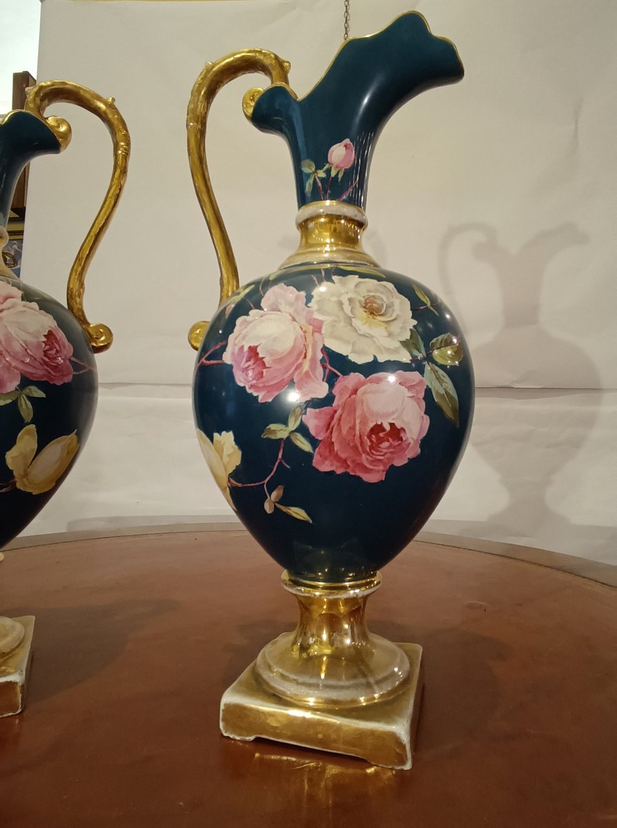 Late 19th Century Pair Of Porcelain Porcelain Jugs-photo-5