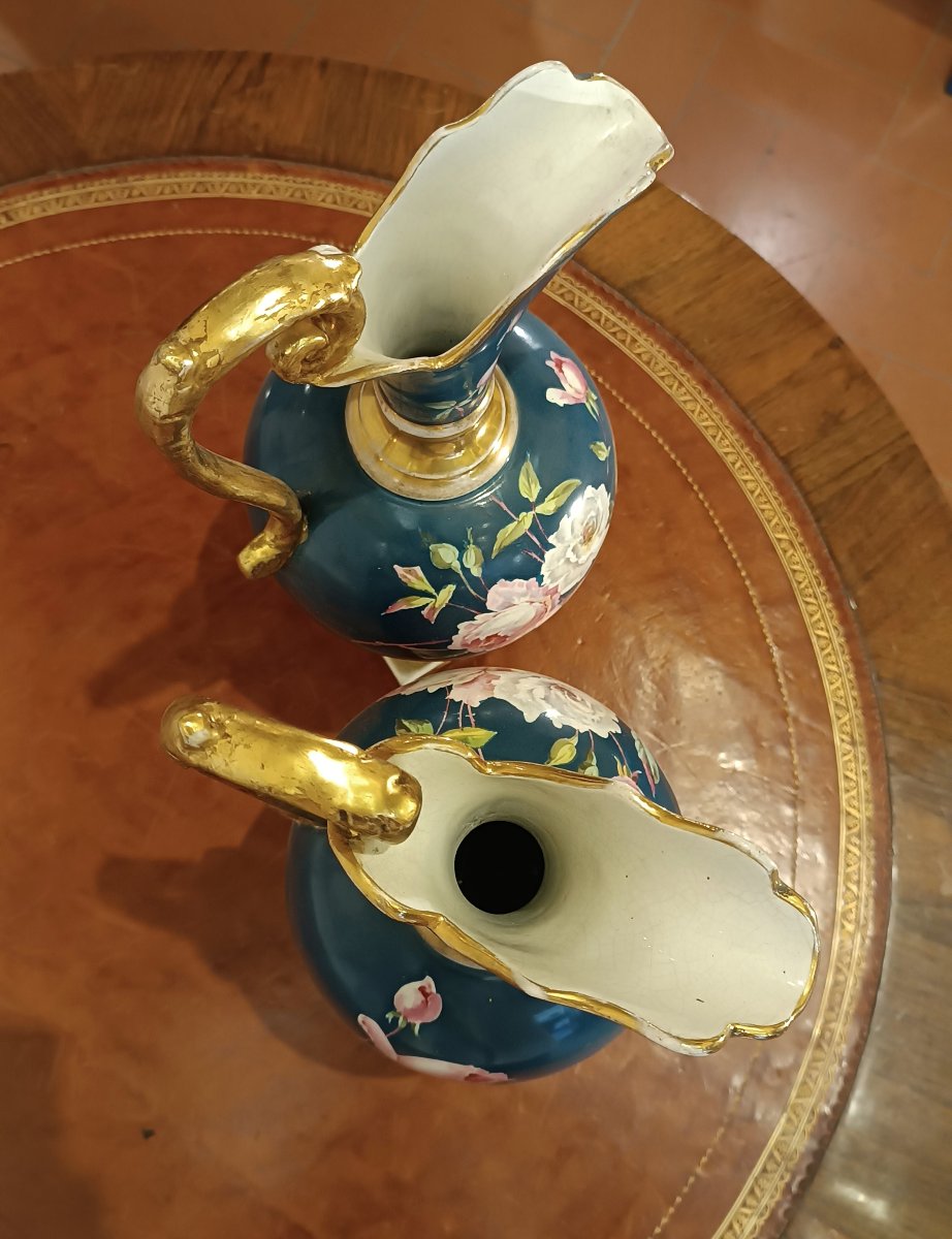 Late 19th Century Pair Of Porcelain Porcelain Jugs-photo-6