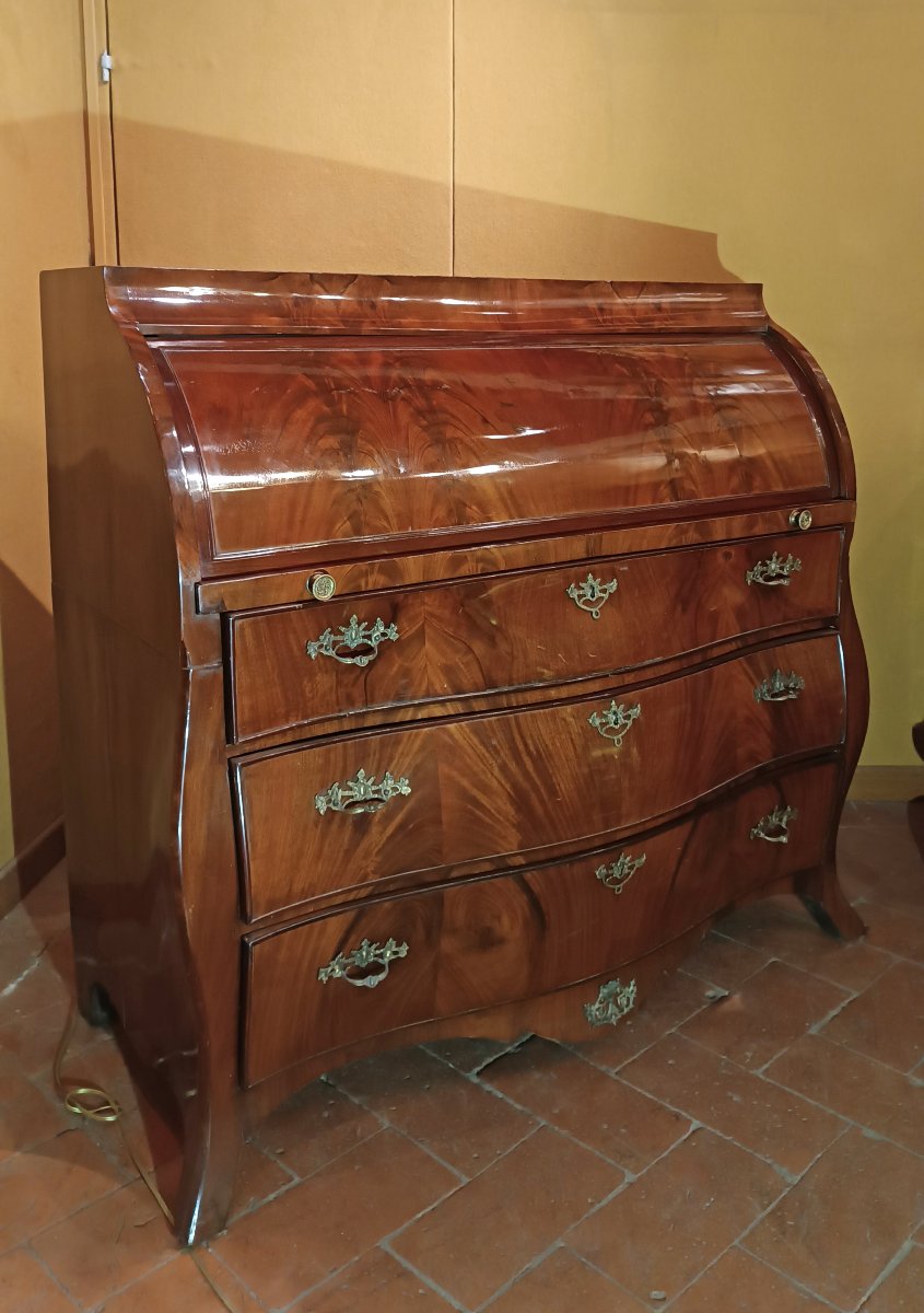 Second Half Of The 18th Century Neoclassical Walnut Roller Folding Table-photo-2