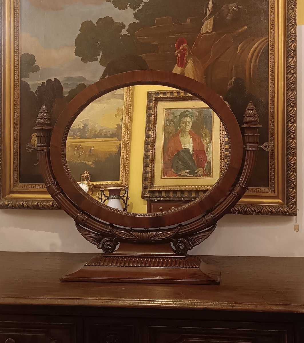 First Half Of The 19th Century Large Charles X Mahogany Psyche-photo-2