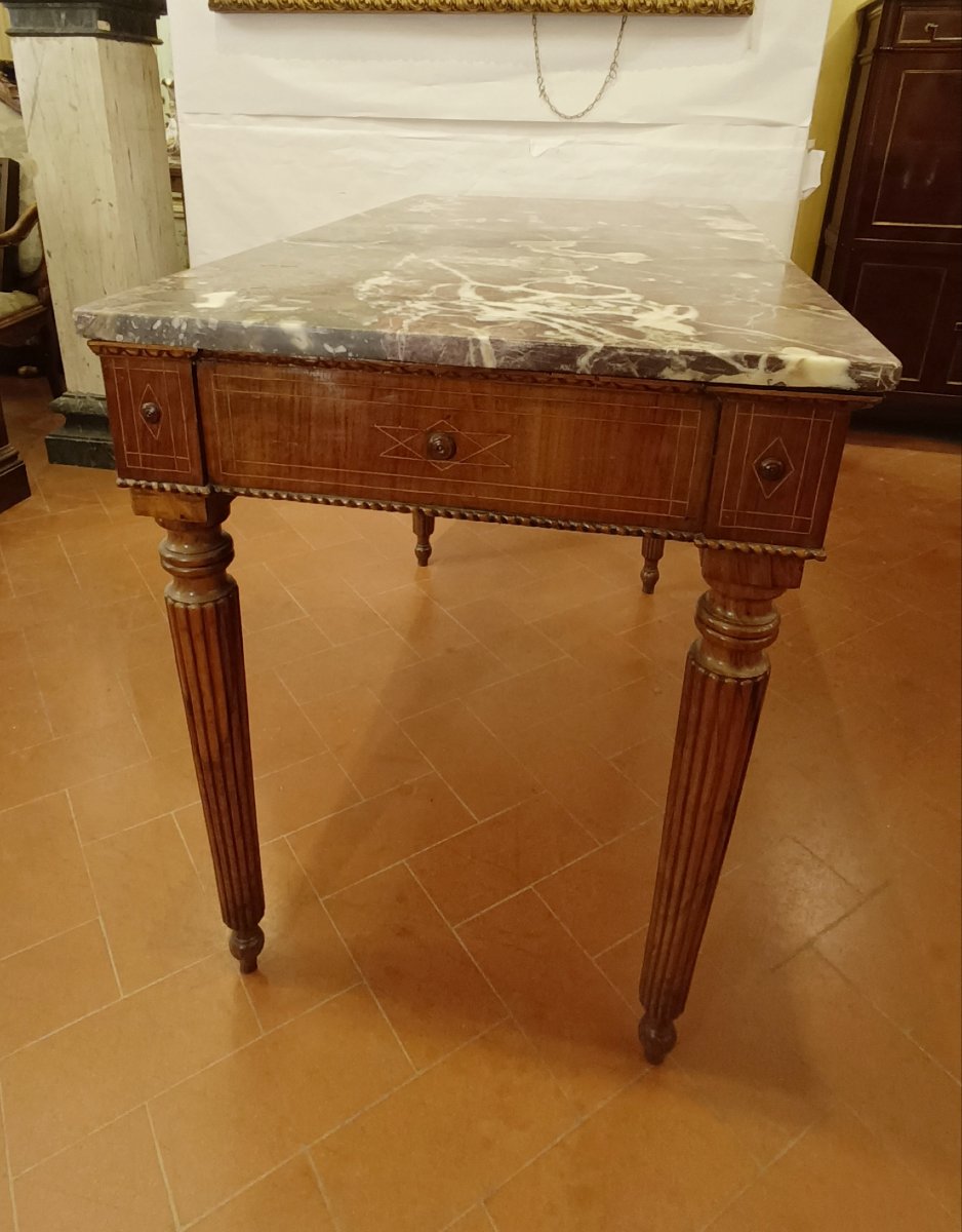 CONSOLE EN MARBRE FLEUR DE PÊCHER NAPOLÉON III MILIEU DU 19ème SIÈCLE-photo-3