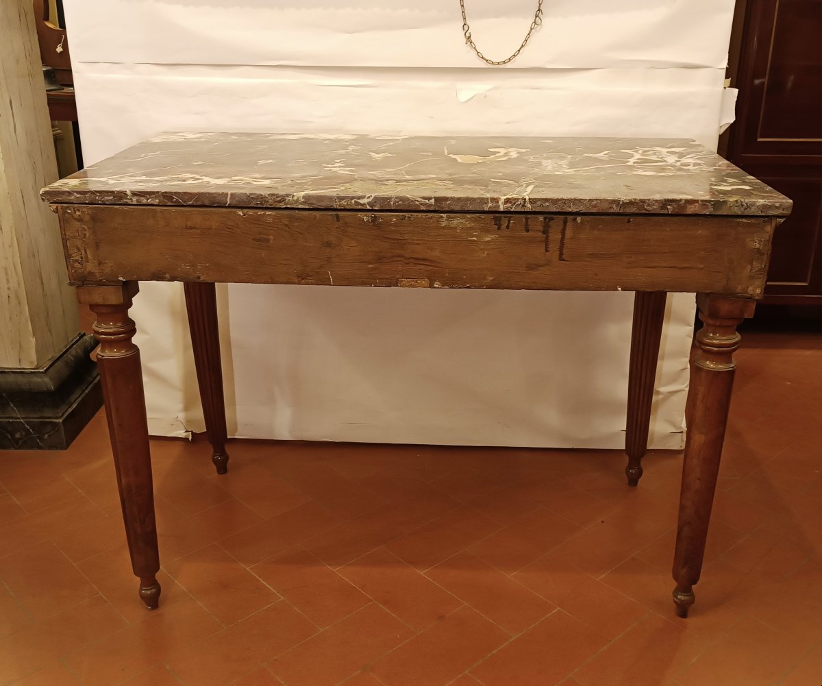 CONSOLE EN MARBRE FLEUR DE PÊCHER NAPOLÉON III MILIEU DU 19ème SIÈCLE-photo-4