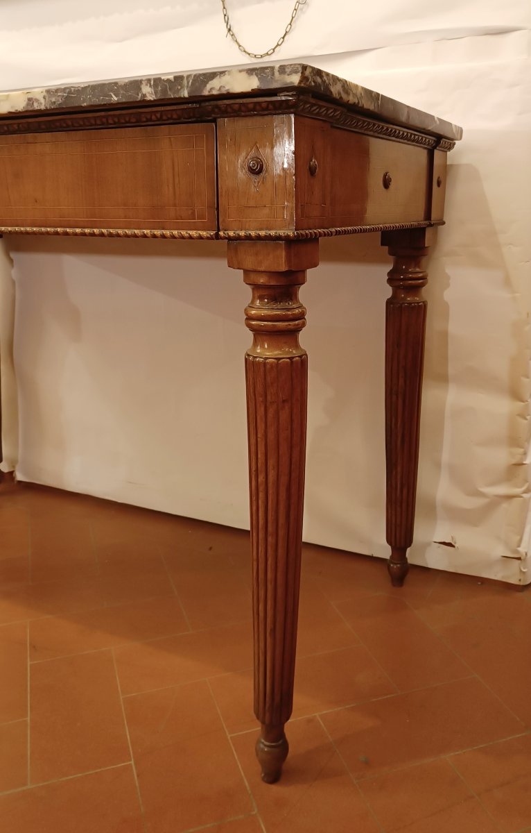 CONSOLE EN MARBRE FLEUR DE PÊCHER NAPOLÉON III MILIEU DU 19ème SIÈCLE-photo-3