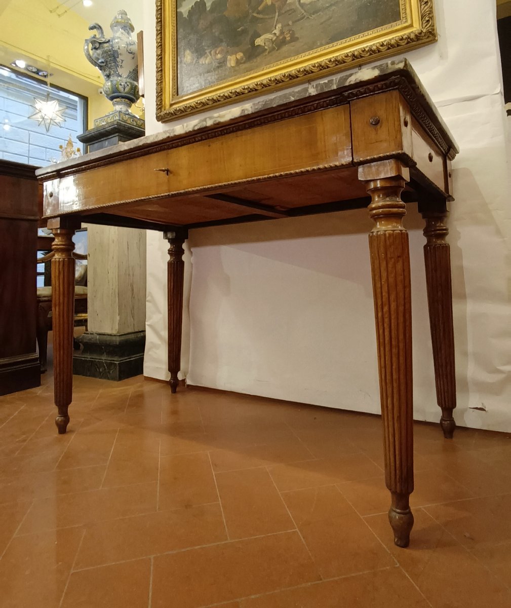 CONSOLE EN MARBRE FLEUR DE PÊCHER NAPOLÉON III MILIEU DU 19ème SIÈCLE-photo-4