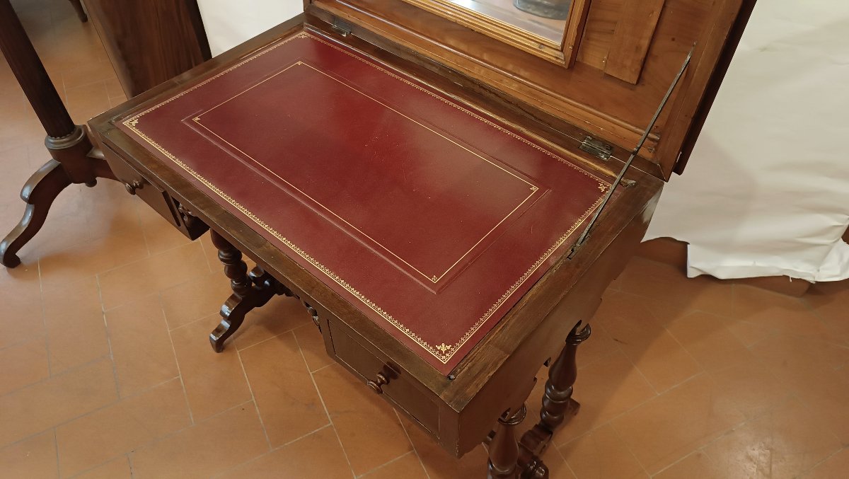 BUREAU EN NOYER LOUIS-PHILIPPE MILIEU DU 19ème SIÈCLE-photo-3