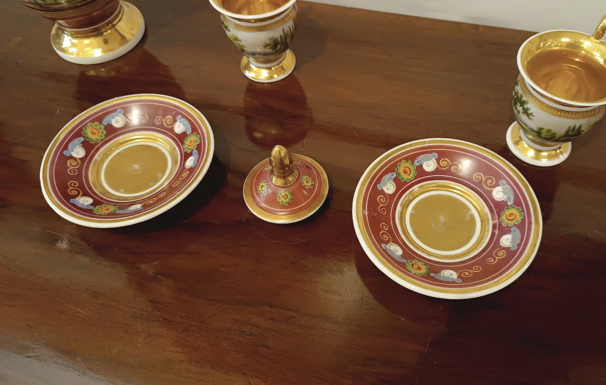 First Half Of The 19th Century Porcelain Tête à Tête Coffee Set-photo-3