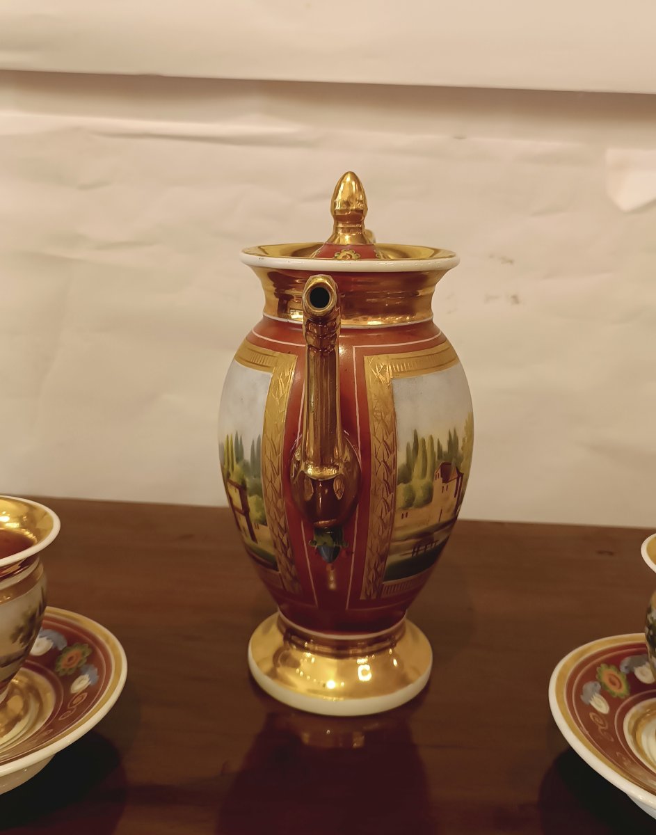 First Half Of The 19th Century Porcelain Tête à Tête Coffee Set-photo-2