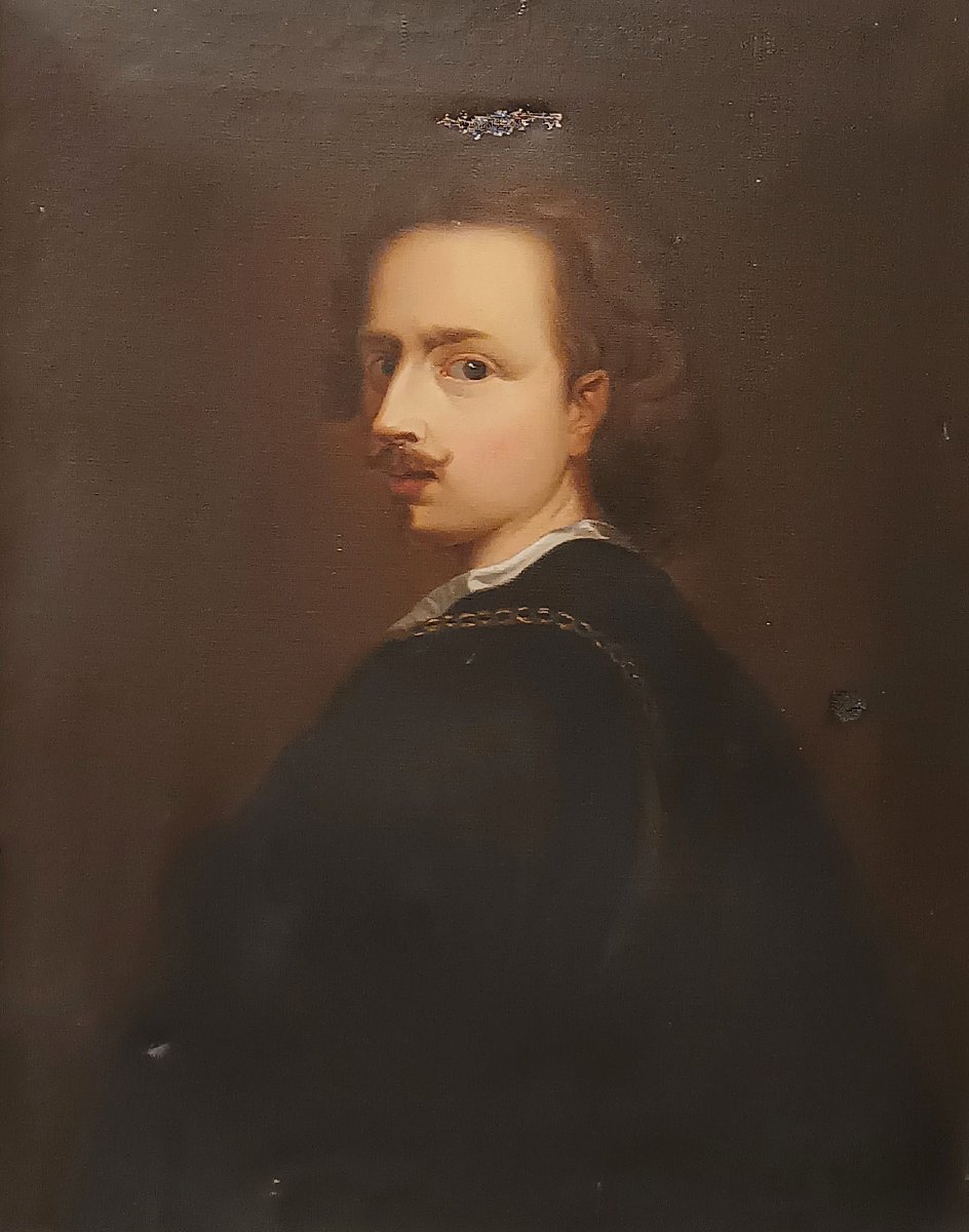  Mid-19th Century Van Dyck Self-portrait Of Maria Celentano-photo-4
