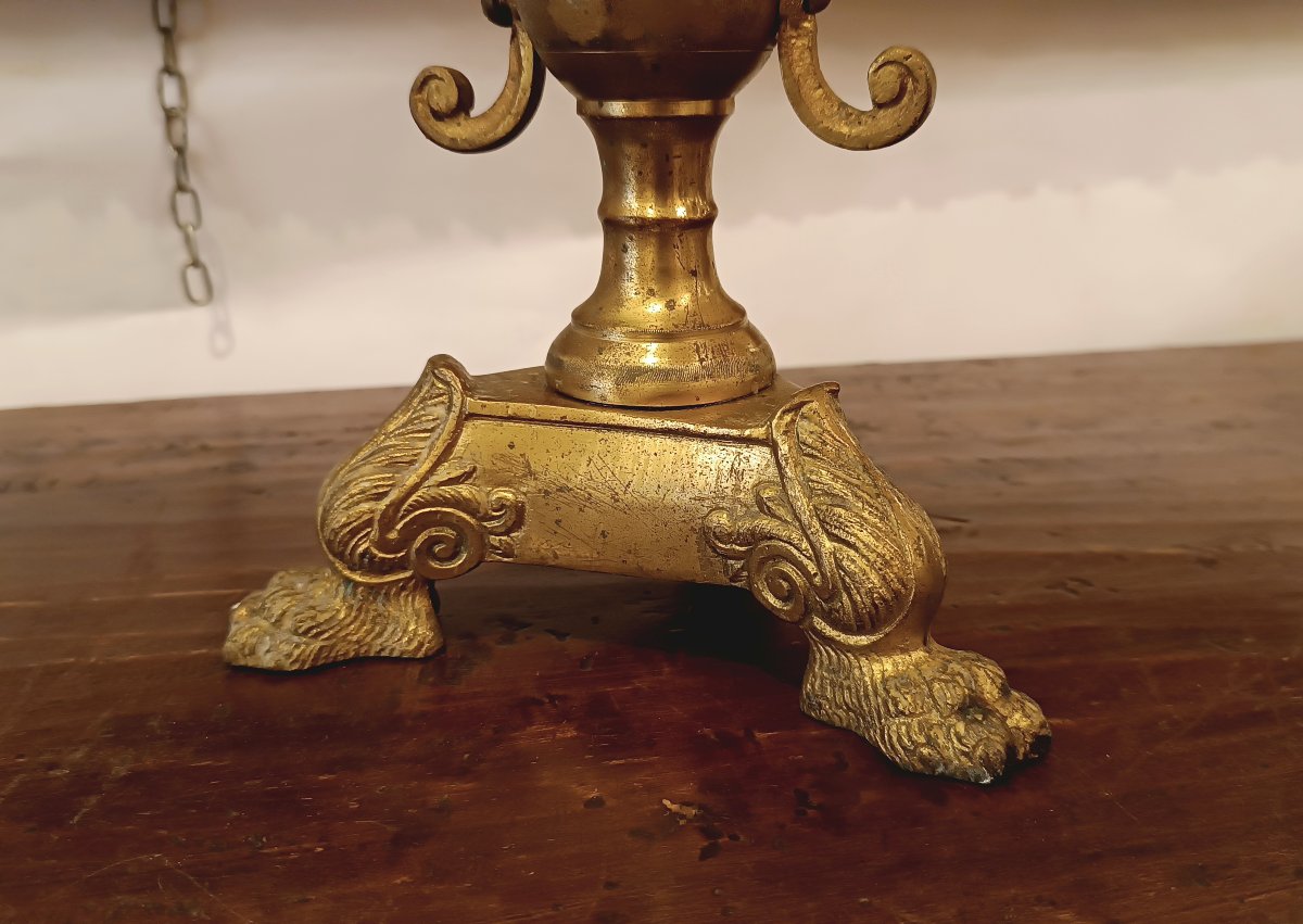 First Half Of The 19th Century Pair Of Burnished Brass Candlesticks-photo-2