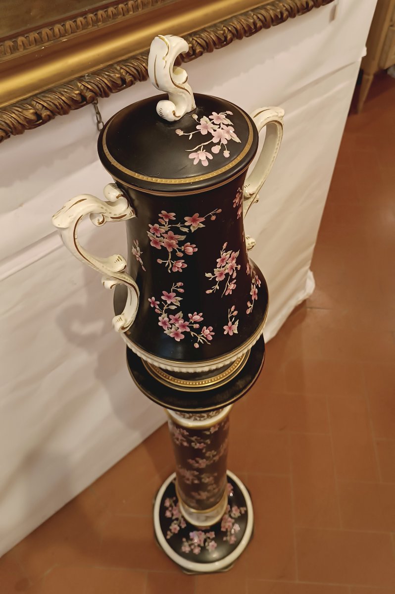 COLONNE ET VASE EN PORCELAINE DÉBUT DU 20ème SIÈCLE-photo-5