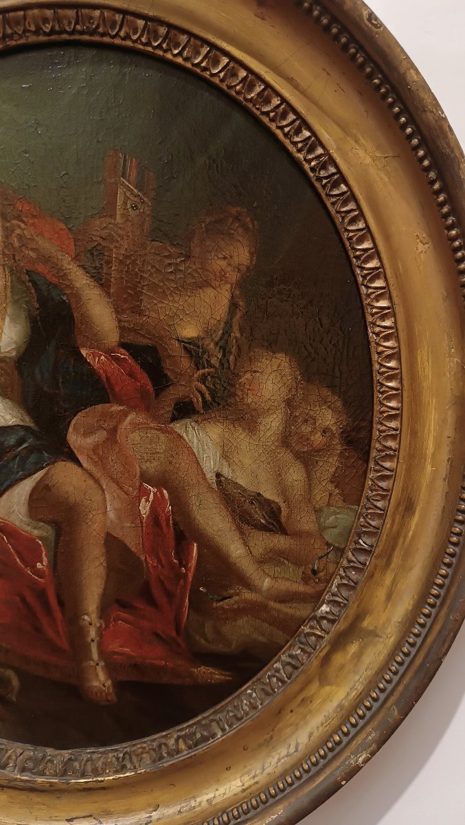 Early 18th Century Painting Of Diana On A Throne-photo-2