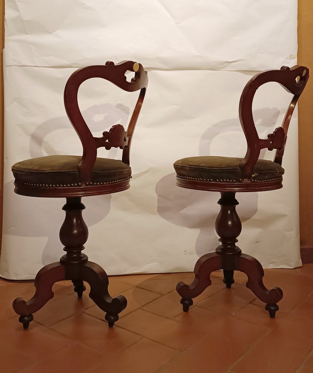 PAIRE DE TABOURETS DE MUSIQUE SECONDE MOITIÉ DU 19ème SIÈCLE-photo-2
