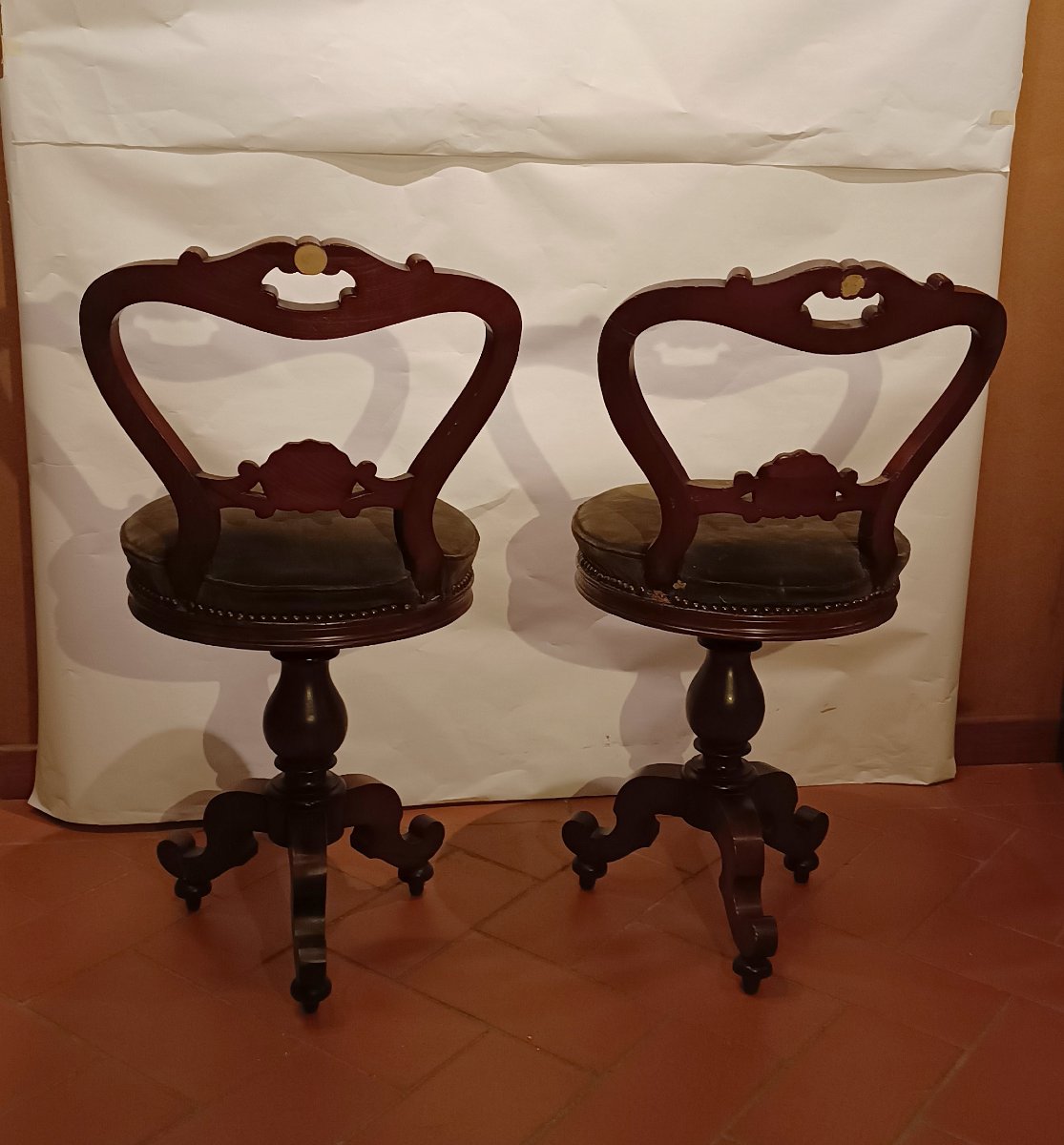 PAIRE DE TABOURETS DE MUSIQUE SECONDE MOITIÉ DU 19ème SIÈCLE-photo-3