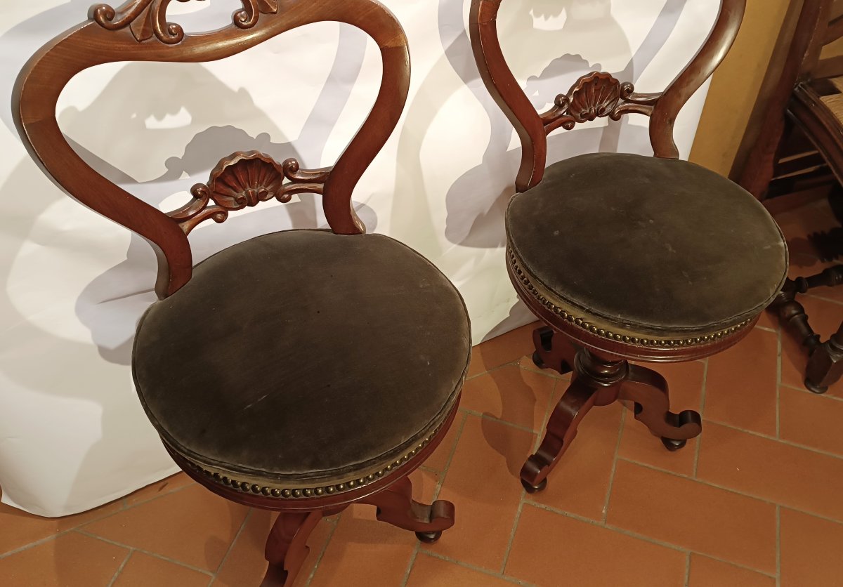 PAIRE DE TABOURETS DE MUSIQUE SECONDE MOITIÉ DU 19ème SIÈCLE-photo-3