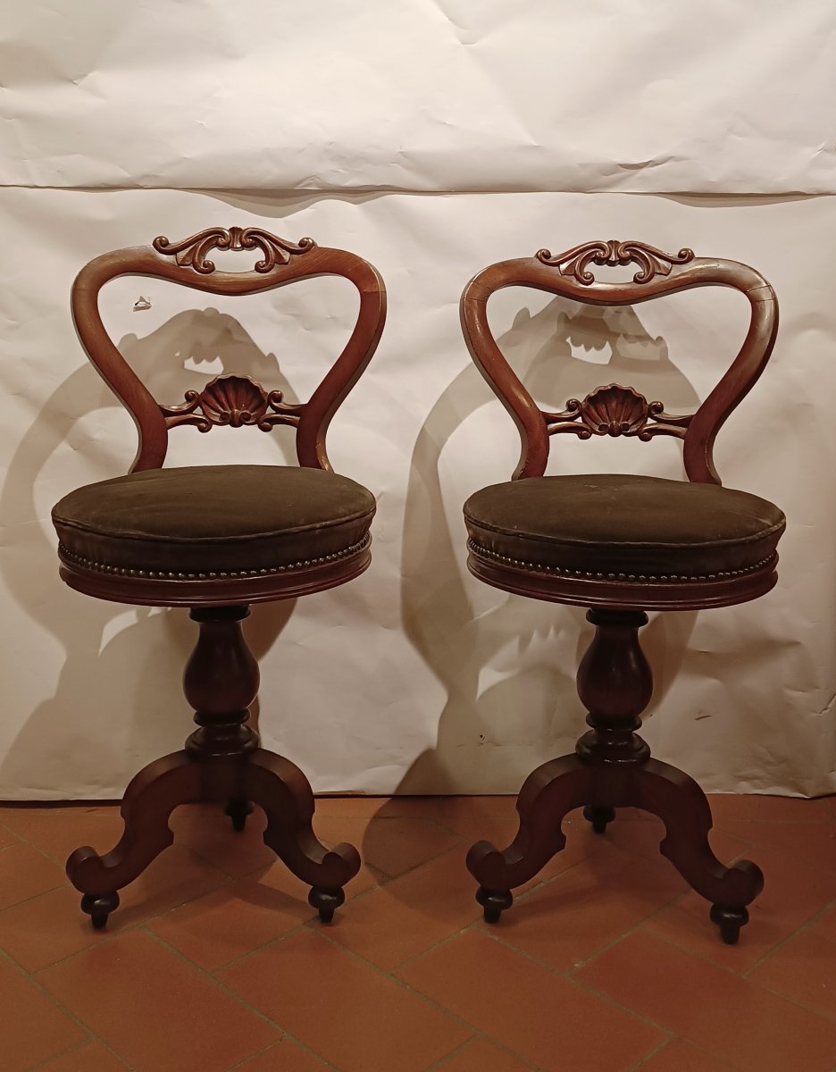 PAIRE DE TABOURETS DE MUSIQUE SECONDE MOITIÉ DU 19ème SIÈCLE-photo-6